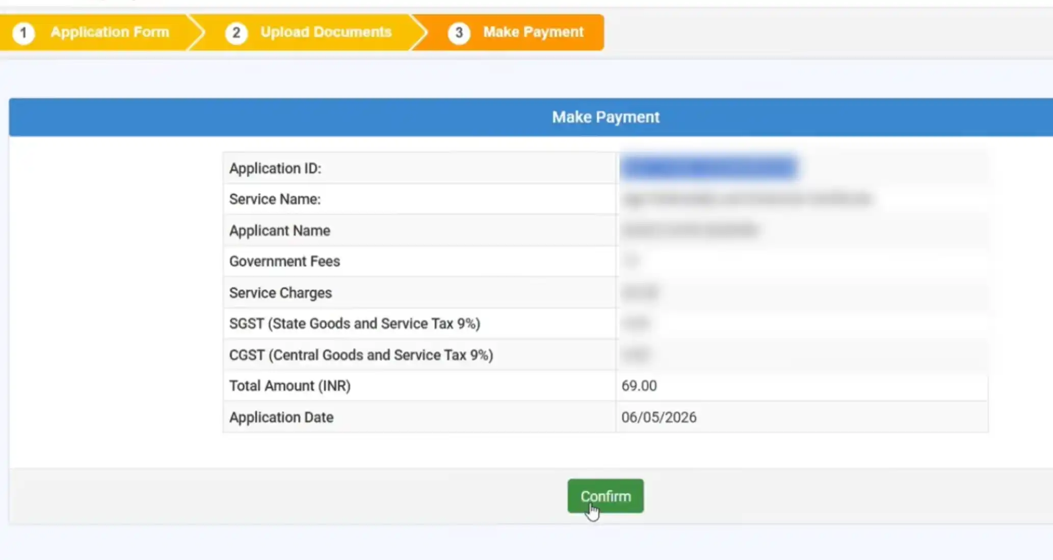 Domicile Certificate Make Payment page Aaple Sarkar
